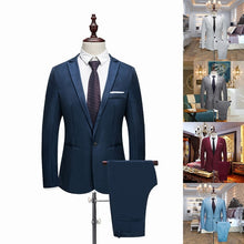 Load image into Gallery viewer, Oeak Men Classic 2 Pieces Blazer&amp; Pants Suit Set Formal Business Blazers Sets Slim   Plus Size 3XL Sets For Wedding Party Set