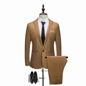Oeak Men Classic 2 Pieces Blazer& Pants Suit Set Formal Business Blazers Sets Slim   Plus Size 3XL Sets For Wedding Party Set