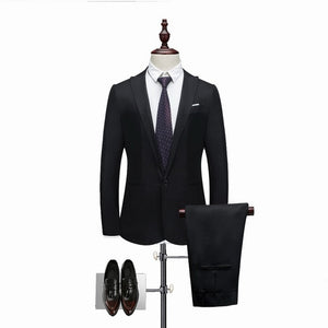 Oeak Men Classic 2 Pieces Blazer& Pants Suit Set Formal Business Blazers Sets Slim   Plus Size 3XL Sets For Wedding Party Set