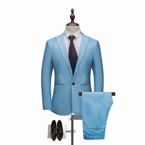 Oeak Men Classic 2 Pieces Blazer& Pants Suit Set Formal Business Blazers Sets Slim   Plus Size 3XL Sets For Wedding Party Set