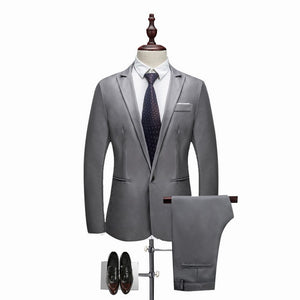 Oeak Men Classic 2 Pieces Blazer& Pants Suit Set Formal Business Blazers Sets Slim   Plus Size 3XL Sets For Wedding Party Set