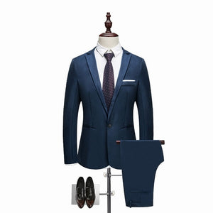 Oeak Men Classic 2 Pieces Blazer& Pants Suit Set Formal Business Blazers Sets Slim   Plus Size 3XL Sets For Wedding Party Set