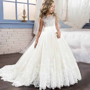 Ladies fluffy dress flower girl dress children wedding party kids clothes first communion princess ball gown vestido comunion