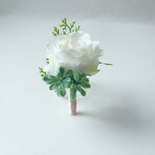 Load image into Gallery viewer, Wedding Decor Babysbreath White Wrist Flower and Corsage Groom Boutonnieres Bride Wrist Corsage Wedding White Rose Peony Bouquet