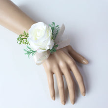 Load image into Gallery viewer, Wedding Decor Babysbreath White Wrist Flower and Corsage Groom Boutonnieres Bride Wrist Corsage Wedding White Rose Peony Bouquet