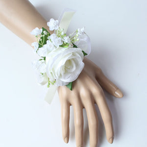 Wedding Decor Babysbreath White Wrist Flower and Corsage Groom Boutonnieres Bride Wrist Corsage Wedding White Rose Peony Bouquet