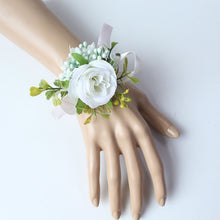 Load image into Gallery viewer, Wedding Decor Babysbreath White Wrist Flower and Corsage Groom Boutonnieres Bride Wrist Corsage Wedding White Rose Peony Bouquet