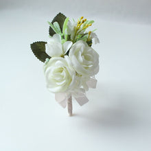 Load image into Gallery viewer, Wedding Decor Babysbreath White Wrist Flower and Corsage Groom Boutonnieres Bride Wrist Corsage Wedding White Rose Peony Bouquet