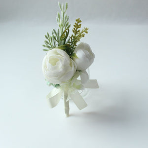 Wedding Decor Babysbreath White Wrist Flower and Corsage Groom Boutonnieres Bride Wrist Corsage Wedding White Rose Peony Bouquet