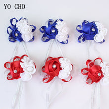 Load image into Gallery viewer, YO CHO Wrist Corsage Bridesmaid Sisters Hand Flowers Silk Artificial Bride Flowers White Wedding Dancing Party Decor Bridal Prom