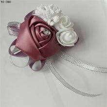 Load image into Gallery viewer, YO CHO Wrist Corsage Bridesmaid Sisters Hand Flowers Silk Artificial Bride Flowers White Wedding Dancing Party Decor Bridal Prom