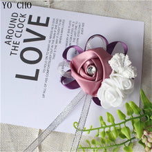 Load image into Gallery viewer, YO CHO Wrist Corsage Bridesmaid Sisters Hand Flowers Silk Artificial Bride Flowers White Wedding Dancing Party Decor Bridal Prom