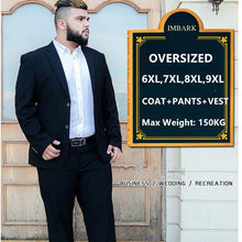 Load image into Gallery viewer, Suit Men 3 Piece Suits Wedding Suits With Pants Groom Plus Size 5XL 6XL 7XL 8XL 9XL Terno Black Blue Formal Business Clothes Set