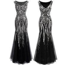 Load image into Gallery viewer, Angel-fashions Bateau Boat Neck Vintage Golden Sequin Ball Gown Long Prom Dresses 377