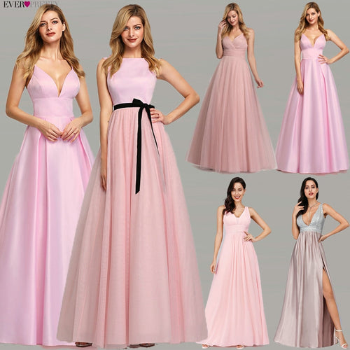 Pink Prom Dresses 2020 Ever Pretty A-Line Sequined Elegant Women Dresses Evening Party Special Occasion Mezuniyet Elbiseleri