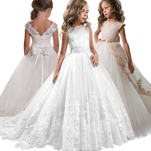 2020 new lace wedding holy dress the flower girl bow tie the tennis party the banquet party show ball dress vestidos de fiesta