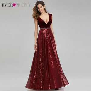 Evening Dresses Long Ever Pretty EP07840 Sexy Deep V-neck Beading Sequined Sparkle New Formal Party Gowns 2020 Abendkleider