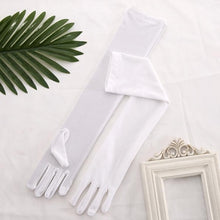 Load image into Gallery viewer, Stretch Satin White Glove Long Bridal Gloves Black Red Elbow Length Women Dance Party Wedding Gloves Full Finger Guantes Boda