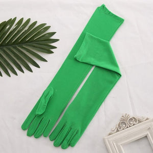 Stretch Satin White Glove Long Bridal Gloves Black Red Elbow Length Women Dance Party Wedding Gloves Full Finger Guantes Boda