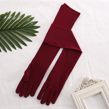 Load image into Gallery viewer, Stretch Satin White Glove Long Bridal Gloves Black Red Elbow Length Women Dance Party Wedding Gloves Full Finger Guantes Boda