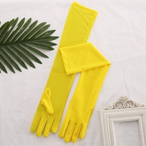 Stretch Satin White Glove Long Bridal Gloves Black Red Elbow Length Women Dance Party Wedding Gloves Full Finger Guantes Boda
