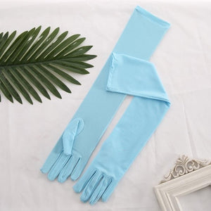 Stretch Satin White Glove Long Bridal Gloves Black Red Elbow Length Women Dance Party Wedding Gloves Full Finger Guantes Boda