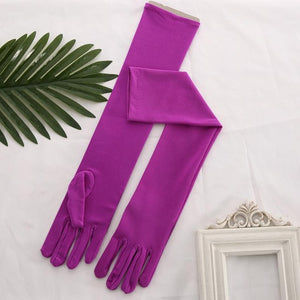 Stretch Satin White Glove Long Bridal Gloves Black Red Elbow Length Women Dance Party Wedding Gloves Full Finger Guantes Boda