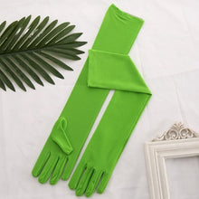 Load image into Gallery viewer, Stretch Satin White Glove Long Bridal Gloves Black Red Elbow Length Women Dance Party Wedding Gloves Full Finger Guantes Boda