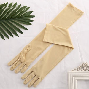 Stretch Satin White Glove Long Bridal Gloves Black Red Elbow Length Women Dance Party Wedding Gloves Full Finger Guantes Boda
