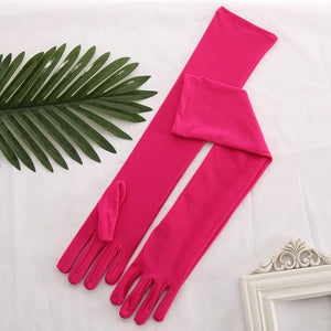 Stretch Satin White Glove Long Bridal Gloves Black Red Elbow Length Women Dance Party Wedding Gloves Full Finger Guantes Boda