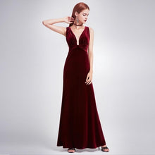 Load image into Gallery viewer, Robe De Soiree Sexy Velour Evening Dresses Ever Pretty 07181 Deep V Neck Design Elegant Winter Autumn Velvet Evening Gowns 2020