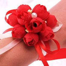 Load image into Gallery viewer, Hand Wrist Flower Pink Corsage Flowers Bracelet  Bridesmaid Silk Bracelets  Accessories Wedding Hands Prom Bridemaids Accessoirs