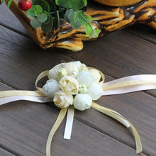 Load image into Gallery viewer, Hand Wrist Flower Pink Corsage Flowers Bracelet  Bridesmaid Silk Bracelets  Accessories Wedding Hands Prom Bridemaids Accessoirs