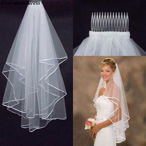 Short Bridal Veils Tulle 2019 Two Layers White/Ivory Short Wedding Veils with Comb Cheap Hair Accessories Cheap Free Shipping