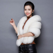 Load image into Gallery viewer, JaneVini 145*40cm Women Faux Fur Bolero Winter Wedding Wraps 2019 Bridal Capes Black White Shawl Stole Cloak Bolero Hochzeit