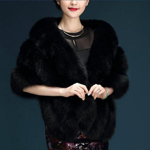 JaneVini 145*40cm Women Faux Fur Bolero Winter Wedding Wraps 2019 Bridal Capes Black White Shawl Stole Cloak Bolero Hochzeit