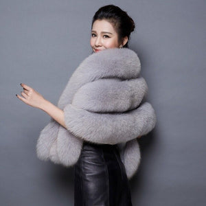 JaneVini 145*40cm Women Faux Fur Bolero Winter Wedding Wraps 2019 Bridal Capes Black White Shawl Stole Cloak Bolero Hochzeit