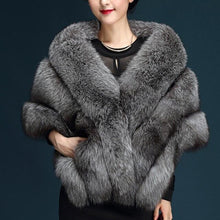 Load image into Gallery viewer, JaneVini 145*40cm Women Faux Fur Bolero Winter Wedding Wraps 2019 Bridal Capes Black White Shawl Stole Cloak Bolero Hochzeit