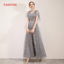 Load image into Gallery viewer, summer party dress Prom Dresses Long dress Vestido de Festa A-line elegant V-neck little star evening formal gown