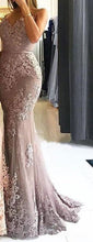 Load image into Gallery viewer, New arrival prom party evening dresses trumpet vestido de noiva sereia gown lace dress mermaid robe de soiree sexy V-neck
