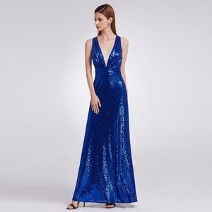 Prom Dresses Long Sparkle Ever Pretty 2019 New V-Neck Women Elegant XXYG90170PEC Sequin A-line Ladies Formal Party Gown Dresses