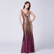 Load image into Gallery viewer, Prom Dresses Long Sparkle Ever Pretty 2019 New V-Neck Women Elegant XXYG90170PEC Sequin A-line Ladies Formal Party Gown Dresses