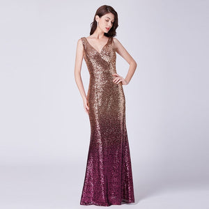 Prom Dresses Long Sparkle Ever Pretty 2019 New V-Neck Women Elegant XXYG90170PEC Sequin A-line Ladies Formal Party Gown Dresses