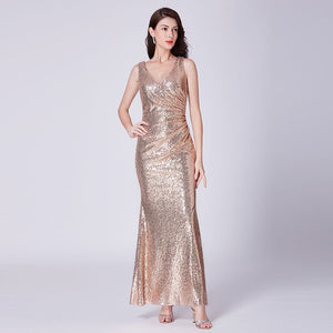 Prom Dresses Long Sparkle Ever Pretty 2019 New V-Neck Women Elegant XXYG90170PEC Sequin A-line Ladies Formal Party Gown Dresses