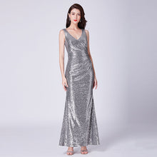 Load image into Gallery viewer, Prom Dresses Long Sparkle Ever Pretty 2019 New V-Neck Women Elegant XXYG90170PEC Sequin A-line Ladies Formal Party Gown Dresses