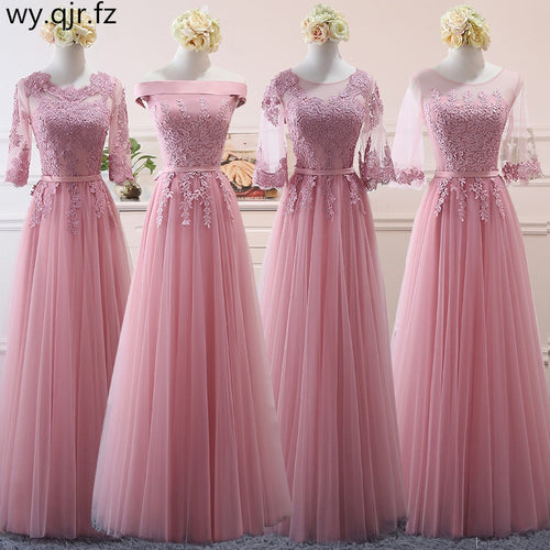 Pink bean sand Net yarn Long Bridesmaid Dresses new spring 2019 wholesale wedding party prom bridal dress China