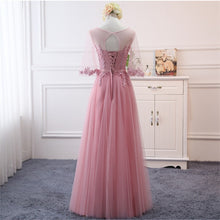 Load image into Gallery viewer, Pink bean sand Net yarn Long Bridesmaid Dresses new spring 2019 wholesale wedding party prom bridal dress China