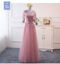 Load image into Gallery viewer, Pink bean sand Net yarn Long Bridesmaid Dresses new spring 2019 wholesale wedding party prom bridal dress China