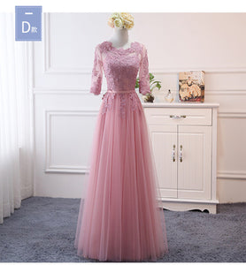 Pink bean sand Net yarn Long Bridesmaid Dresses new spring 2019 wholesale wedding party prom bridal dress China