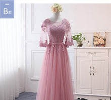 Load image into Gallery viewer, Pink bean sand Net yarn Long Bridesmaid Dresses new spring 2019 wholesale wedding party prom bridal dress China